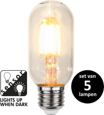 Sensor staaflamp dag/nacht - Filament 4W - set van 5