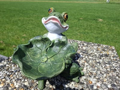 Kikker Beeld met Blad Schaal – Decoratieve Kikker 22 cm – Vogelvoer Schaal of Sleutelhouder voor Binnen en Buiten