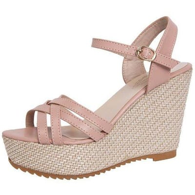 Mode sleehak sandalen voor dames zomer nieuwe casual comfortabele antislip platform hakken elegante feestschoenen voor dames 37 roze