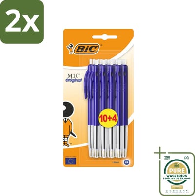 BIC - M10 Original - Balpennen met Kliksysteem - Blauw - 1 mm Punt - 14 Pennen - Voordeelverpakking - 2 stuks - BIC M10 - Klikmechanisme