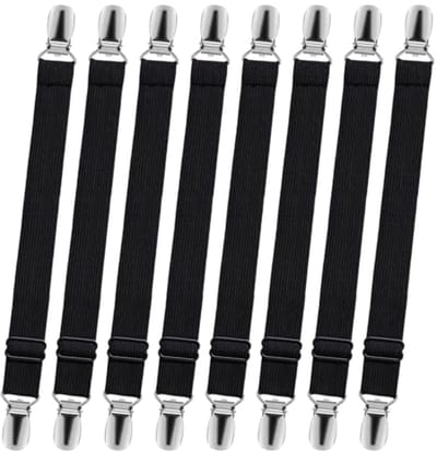 Lakenspanners Set - Elastische Banden - Bed Laken Fixeren - Verstelbaar Ontwerp - 8 Stuks - Zwart