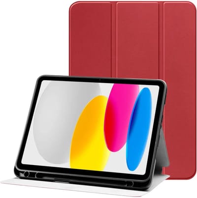 Tablet Hoes Geschikt voor Apple iPad Air 10.9 (2020/2022) | Luxe Tri-Fold Book Case | Kunst Leren Bescherm Hoes | Standaard Functie | Rood