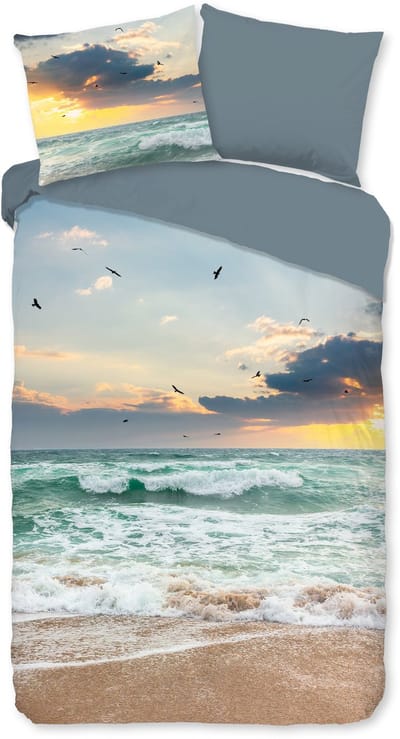 Pure dekbedovertrek zee met ondergaande zon - 1 persoons 140x200/220 cm - Multi - Microvezel