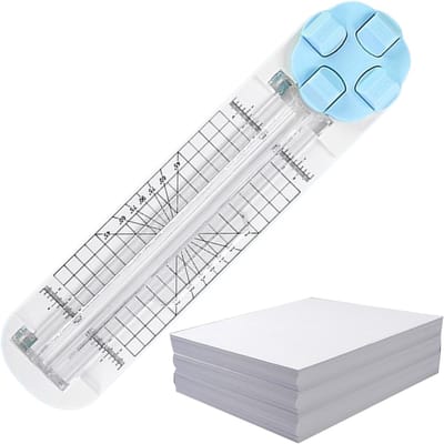 Papier Snijder - Handwerk Tool - Hobby Projecten - Vier Functies - 35.5 cm Lengte - Blauw