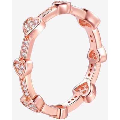 Bague panoramique en argent Sterling 925, or Rose, anneau en forme de cœur tentant pour femmes, cadeau de fête de mariage, bijoux à la mode 5 beige