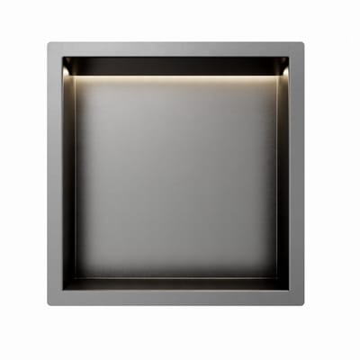 Gun Metal RVS Inbouwnis 30x30x7cm met RGB verlichting