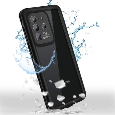 Redpepper, Hoesje Geschikt voor Samsung Galaxy S20 Ultra Waterdicht met Schermbescherming, Zwart