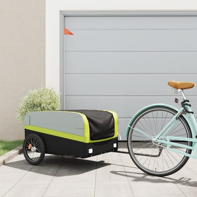 vidaXL - Fietstrailer - 45 - kg - ijzer - zwart - en - groen