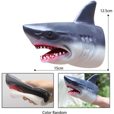 Marionnettes à main douces Modèle de tête de dinosaure Jouet Jeu de rôle Animal de compagnie Chat Chien Jouet taquin Tyrannosaure Rex Requin Animal Jouet Cosplay Cadeau pour enfants gray