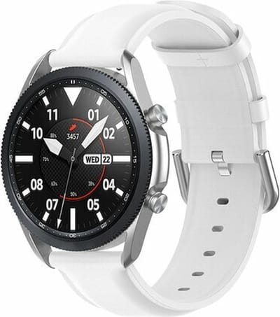 By Qubix - Geschikt voor Garmin bandje - Geschikt voor Garmin Vivomove 3 / HR / Luxe / Sport / Style / Trend - Classic leren bandje - Wit - Smartwatch bandje 20mm