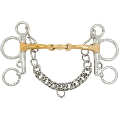 Baby pelham Soft Contact dubbel gebroken 14 mm 13.5 | Roest | Pelhams bit paard