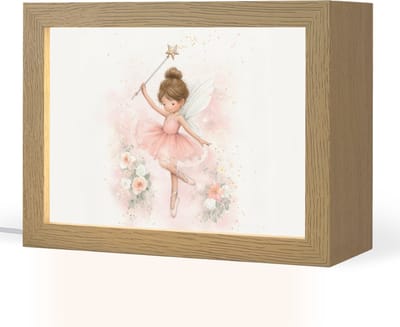 Nachtlampje 20x15 cm - Kinder lampje - Ballerina - Fee - Bloemen - Roze - Tafellamp kinderkamer - Slaapkamer lamp - Bedlamp kinderen - Kinderlampje stopcontact - Wandlamp babykamer - Nachtlampjes