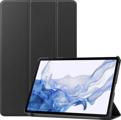 Hoesje - Geschikt voor Samsung Galaxy Tab S8 - Dun & Stevig - Hardcover Book Case - Trifold Bookcase Hoes - Hard Cover - Tablethoes - Zwart