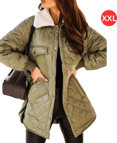 Livano Winterjas - Parka Dames Winterjas - Winter - Volwassen - Stijlvol - Leger Groen - Maat XXL