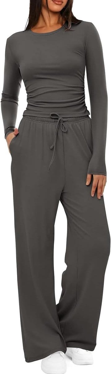 Elegante 2-delige sportoutfit voor dames met lange mouwen, broek en blouse, ideaal voor fitness, joggen en casual gebruik