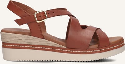 LINA LOCCHI 5547 Sandalen - Met Sleehak - Dames - Cognac - Maat 38