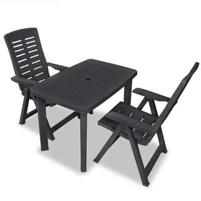 vidaXL - 3-delige - Bistroset - kunststof - antraciet