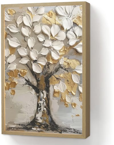 Wandlamp 40x60 cm - Oplaadbaar - Boom - Beige - Grijs - Goud - Abstract - Wandlampen binnen woonkamer - Slaapkamer lamp - Decoratieve nachtlamp - Vloerlamp draadloos