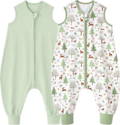 Set 2 Babyslaapzak met Voeten 0.5 TOG Katoen 100cm Jongen Meisje