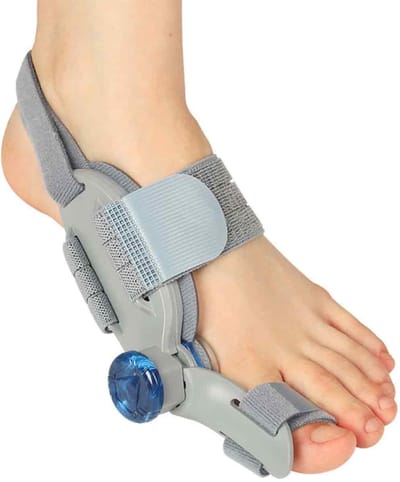 longziming - Hallux Valgus Correctie Spalk - Grote Teen Straightener - Ortheseproduct - Verstelbare Klettband Pasvorm - 180-Gradend Draaiknop Correctie - Ademend Elastisch Materiaal - Zacht Siliconen Comfort - 1 Stuk - grijs