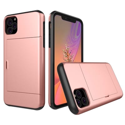 Mobiq pashouder hoesje geschikt voor iPhone 11 | vakje voor pasjes rosé gold