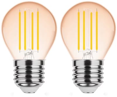 Modee E27 LED Lamp Dimbaar 4W - 300lm - 1800K - Warm Wit - LED Filament Amber Globe Mini P45 - Vervangt 28W Halogeen Gloeilamp - 2 stuks