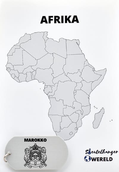 Marokko Sleutelhanger inclusief kaart – Marokko cadeau – beste land- Leuk kado voor je Vriend om te geven - 2.9 x 5.4CM