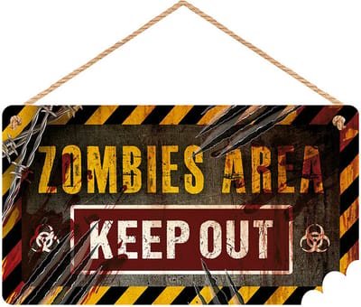 Fiestas Guirca - Decoratie bord KEEP OUT (35x20) - Halloween - Halloween Decoratie - Halloween Versiering