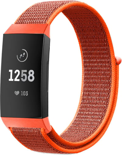Strap-it Nylon bandje - geschikt voor Fitbit Charge 3 / Fitbit Charge 4 - oranje