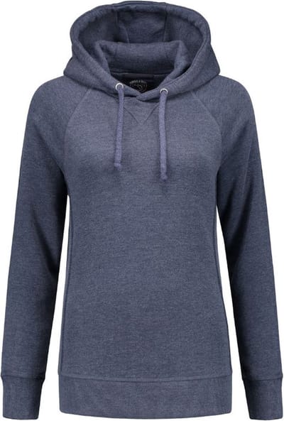 Lemon & Soda Heavysweat raglan sweater met capuchon voor dames donkerblauw gemêleerd maat S