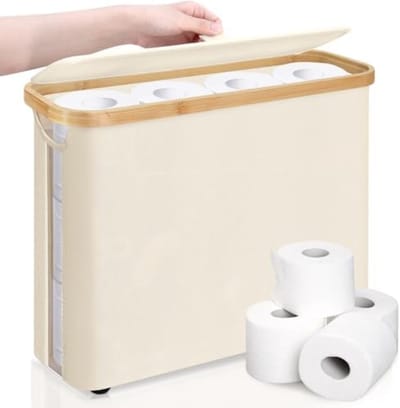 PromoHome Toiletpapier Opbergmand - Ruime Capaciteit voor 12 Rollen - Beige