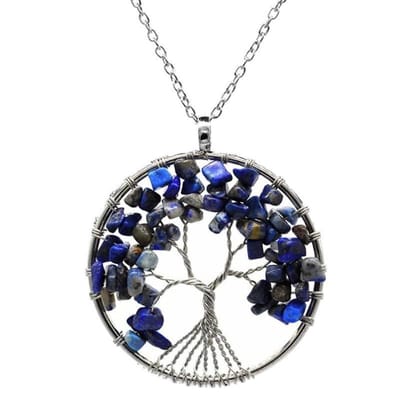 Fako Bijoux® - Ketting - Chakra Reiki - Levensboom XL - Lapis Lazuli - Blauw