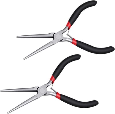 Lange Neus Tang - Naaldneus Gereedschap - Draad Buigen Reparatie - Precisie Tips - 2 Stuks 14.6cm - Zwart Rood
