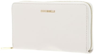COCCINELLE Leren portemonnee Metallic Soft Wallet Grained Leather Pearl crème