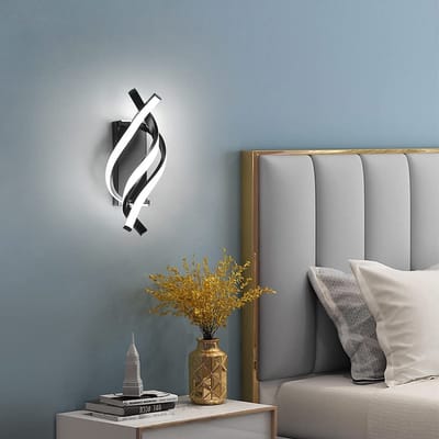 Wandlamp voor Binnen, Led-Wandlamp, Modern Design, 22 W, Gebogen Design, 3000 K, Warm Wit Licht, 2500 lumen, Zwart, voor Slaapkamer, Woonkamer