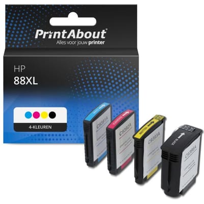 PrintAbout huismerk Inktcartridge 88XL (C9396AE) 4-kleuren Multipack Hoge capaciteit Geschikt voor HP