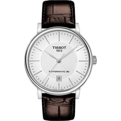 Tissot Carson Automatisch Mechanisch Horloge Waterdicht Datumweergave Eenvoudig Klassiek Herenhorloges Zilver Staal Leer T122.407.16.031.00 Regular Watch Box white