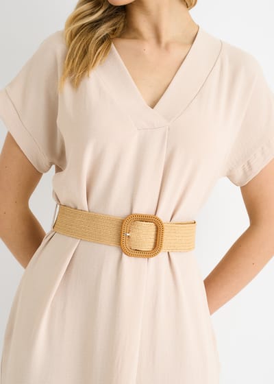 Beige Air Flow oversized jurk met ceintuur