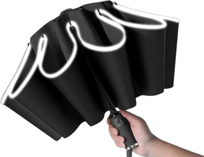 Nivard Moderne Stormparaplu - Opvouwbaar - Windproof Paraplu - Stormproef - Automatisch Uitklapbaar - Umbrella - Reflecterend - Zwart