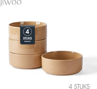 Set van 4 Kommen (Ø13,5cm / 510ml) Ontbijtkommen, Mueslikom, Soepkom, serviesset 4 persoons, Geschikt voor Restaurants, Horeca, Familiefeesten, Feest, Banketten en Picknicks, Magnetron-vaatwasserbestendig, Porselein
