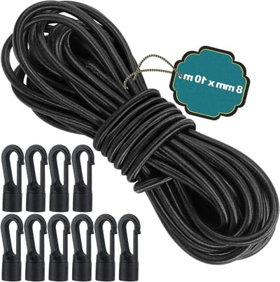 Cosensi - Elastisch touw 8 mm x 10 m zwart voor caravans, camping en kajaks