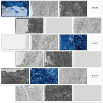 PromoHome 10 Stuks Plakbare Muurtegels - Blauwe 3D Baksteen Look - 30,5x30,5 cm