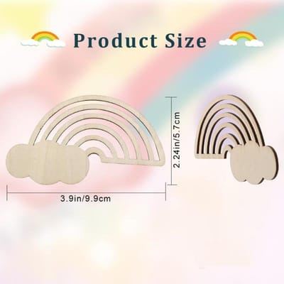 Lot de 10 disques en bois arc-en-ciel découpés, bruts, à suspendre, pour loisirs créatifs, pour la maison beige