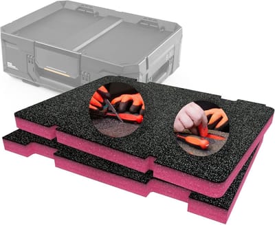 Shadow Foam inzetpakket voor StackTech gereedschapskist, 30 mm dubbele laag roze