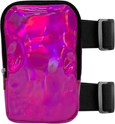 Dijbeentas - Beenriem tas - Veilige opslag - Holografisch patroon - 18 x 12 cm - Roze
