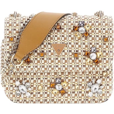 Guess Kleine Crossbodytas / Schoudertas Dames - Beauvoir - Gebloemd - Cognac