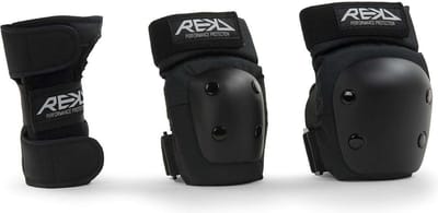 REKD Junior Heavy Duty Triple Pad Beschermingsset (Pols / Knie / Elleboog) - Zwart - L (kindermaat)