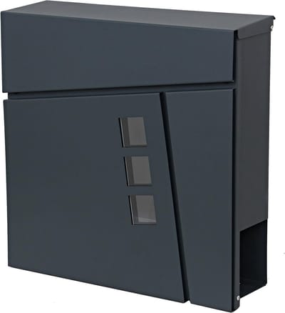 Wandbrievenbus - Postbus krantenvak - Post ontvangen - Gepoedercoat staal - 366x37x113cm - Antraciet