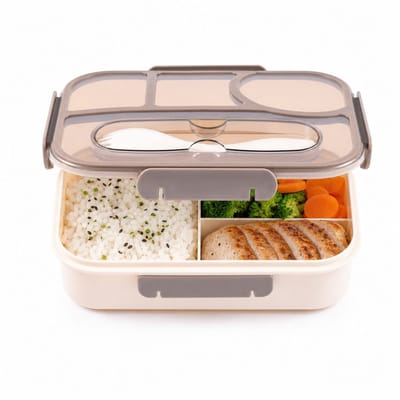 VHV-Bento Lunchbox PP - Verdeelde Lunchtrommel voor Gezonde Maaltijden - Magnetronbestendige Maaltijdbox met Bestek - Lekvrije Bento Box voor Werk en School