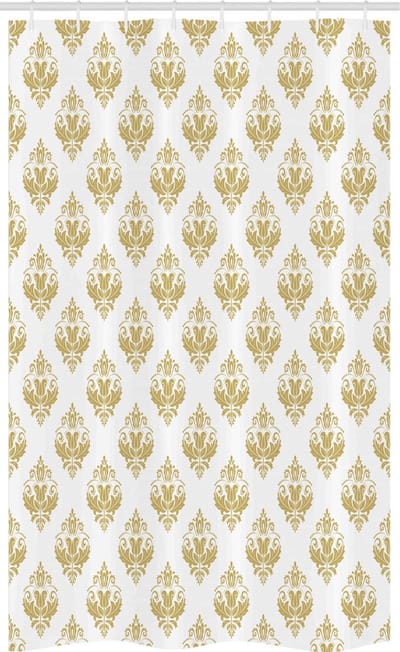 ABAKUHAUS damast douchegordijn – smal – 120x180 – Koffie & Wit
